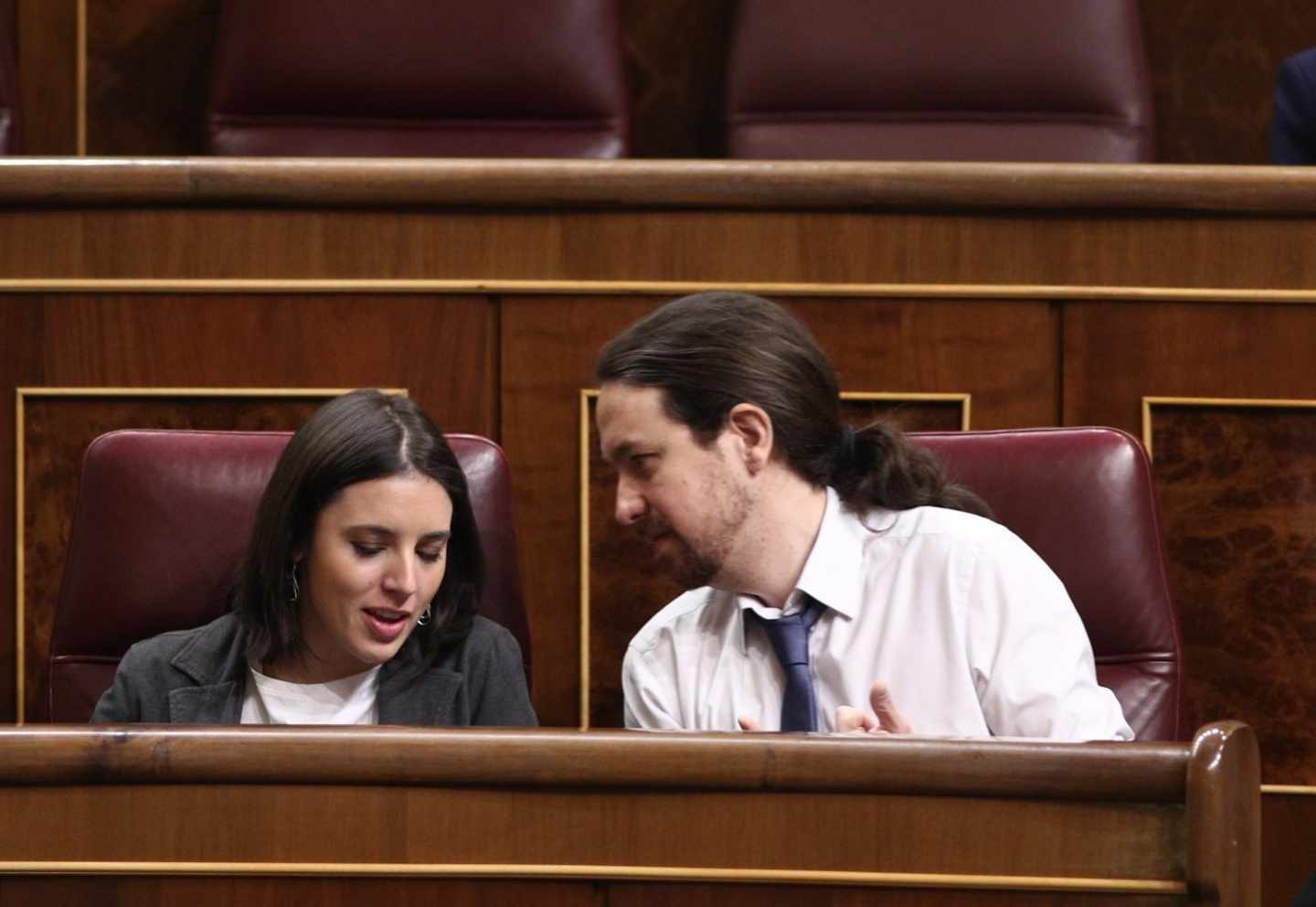 Irene Montero y Pablo Iglesias, en el Congreso.