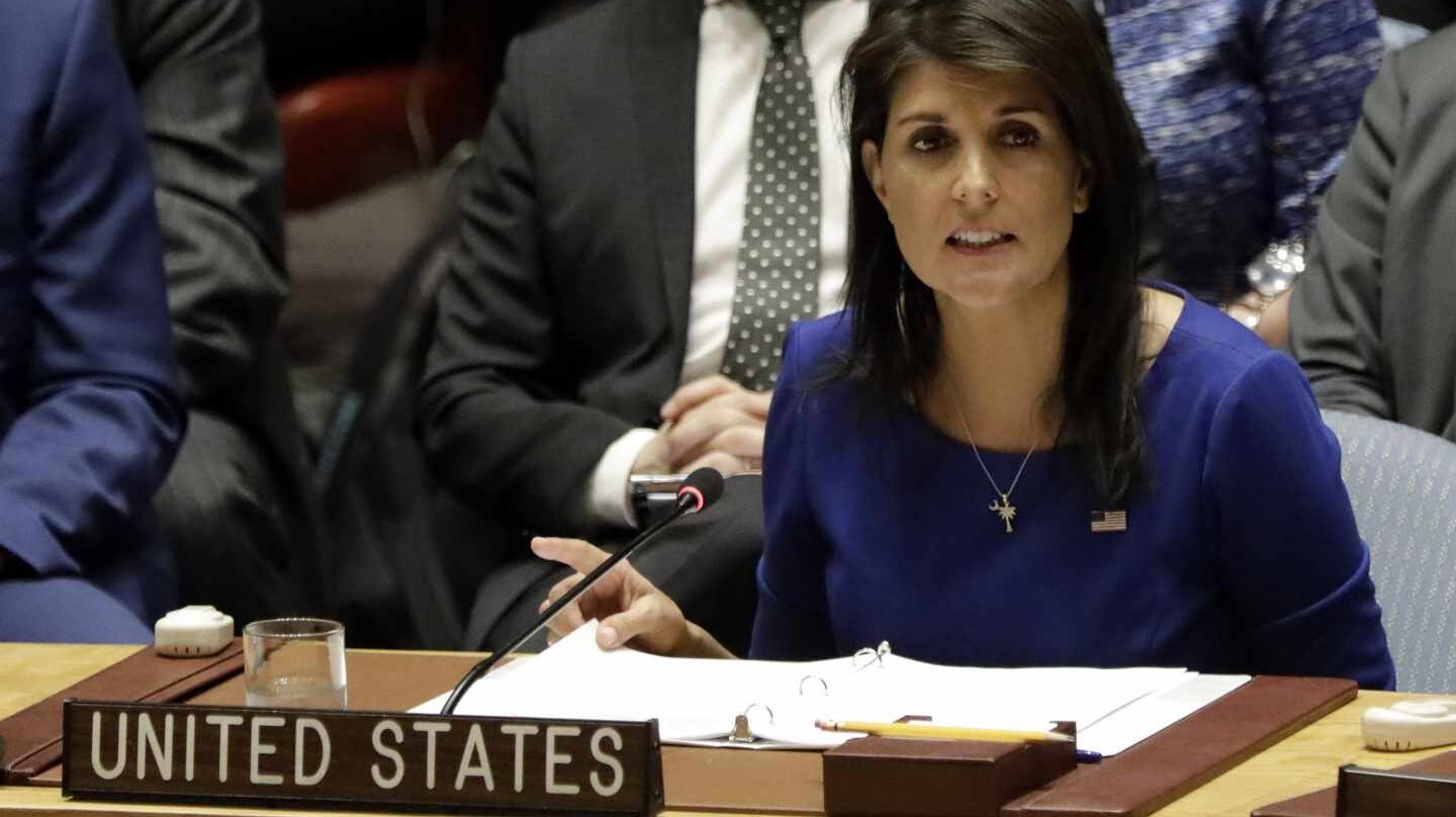 La embajadora de EEUU en la ONU, Nikki Haley, en el Consejo de Seguridad.