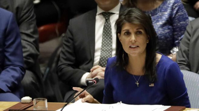 La embajadora de EEUU en la ONU, Nikki Haley, en el Consejo de Seguridad.