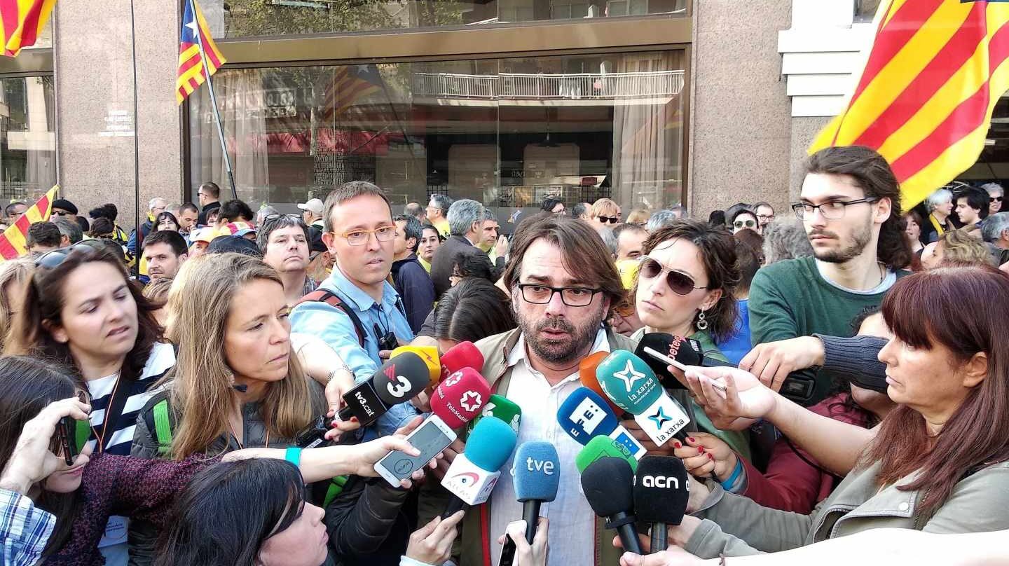 Camil Ros, líder de UGT en Cataluña, en la manifestación independentista.