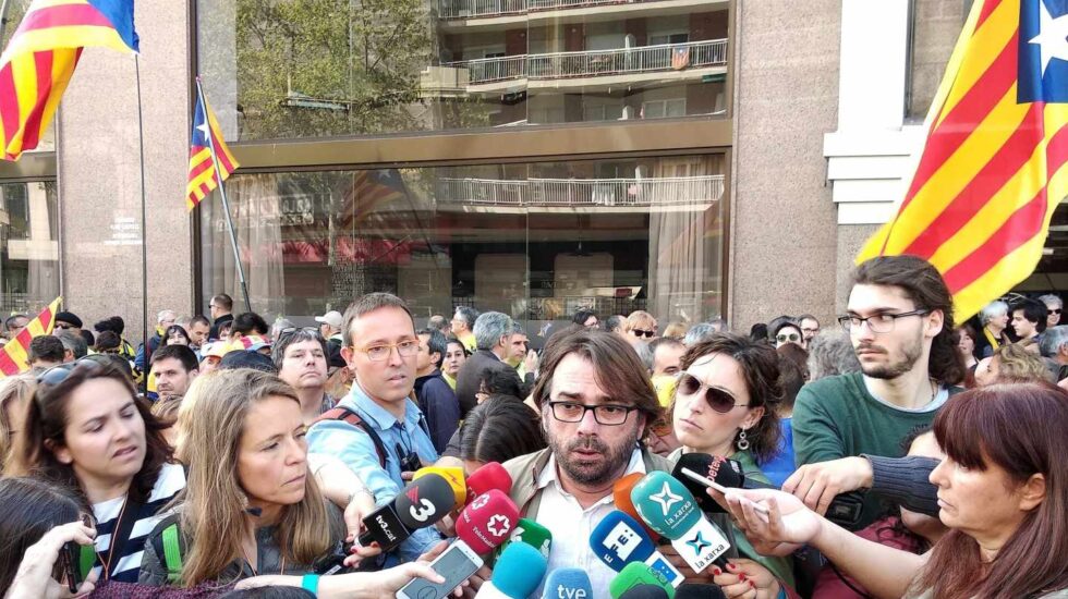 Camil Ros, líder de UGT en Cataluña, en la manifestación independentista.