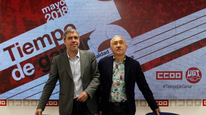 Unai Sordo Pepe Álvarez UGT CCOO 2 Los secretarios generales de CC.OO y UGT, Unai Sordo (i) y Pepe Álvarez, presentan los actos y manifestaciones organizados para el Primero de Mayo, una jornada que quieren centrar en la reivindicación de mejores empleos, mayores salarios, pensiones dignas y más igualdad.