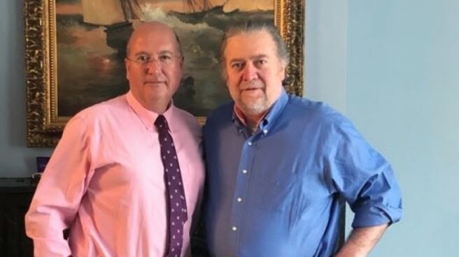 Bardají y Bannon, durante su encuentro en Washington.