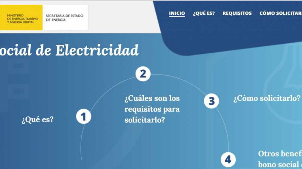 La web sobre el bono social lanzada por el Ministerio de Energía.