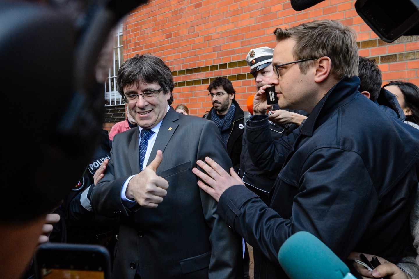 Carles Puigdemont, este viernes tras abandonar la prisión de Neumünster.