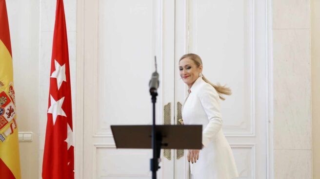 La ya ex presidenta de la Comunidad de Madrid, Cristina Cifuentes, antes de anunciar su dimisión.