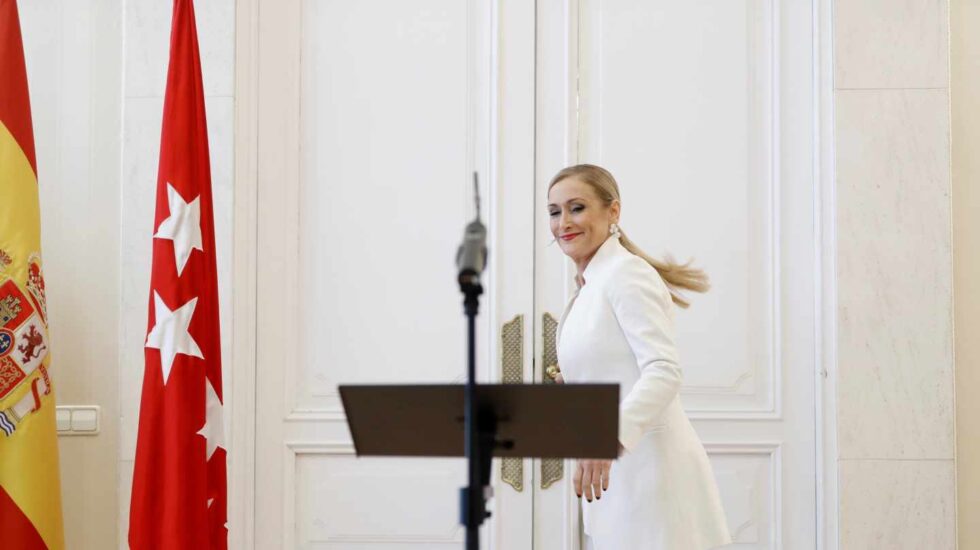 La ya ex presidenta de la Comunidad de Madrid, Cristina Cifuentes, antes de anunciar su dimisión.