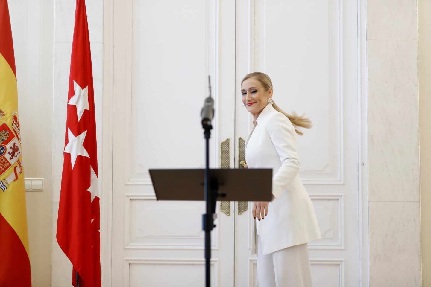 La ya ex presidenta de la Comunidad de Madrid, Cristina Cifuentes, antes de anunciar su dimisión.