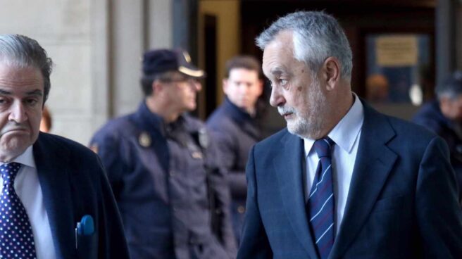 griñán José Antonio Griñán habla con su abogado a las puertas de la Audiencia de Sevilla.