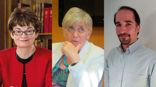 La rectora escocesa no rectifica: “Nos comprometemos a proteger a Clara Ponsatí” Sally Mapstone, Clara Ponsatí y Ángel Valero