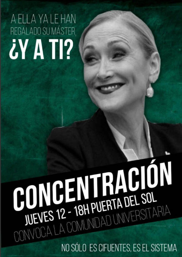 Cartel de la concentración contra Cristina Cifuentes.