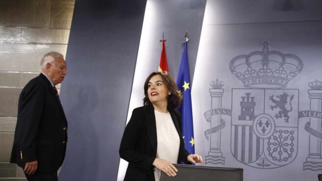 Margallo y Santamaría, tras un Consejo de Ministros. Margallo y Santamaría, tras un Consejo de Ministros.