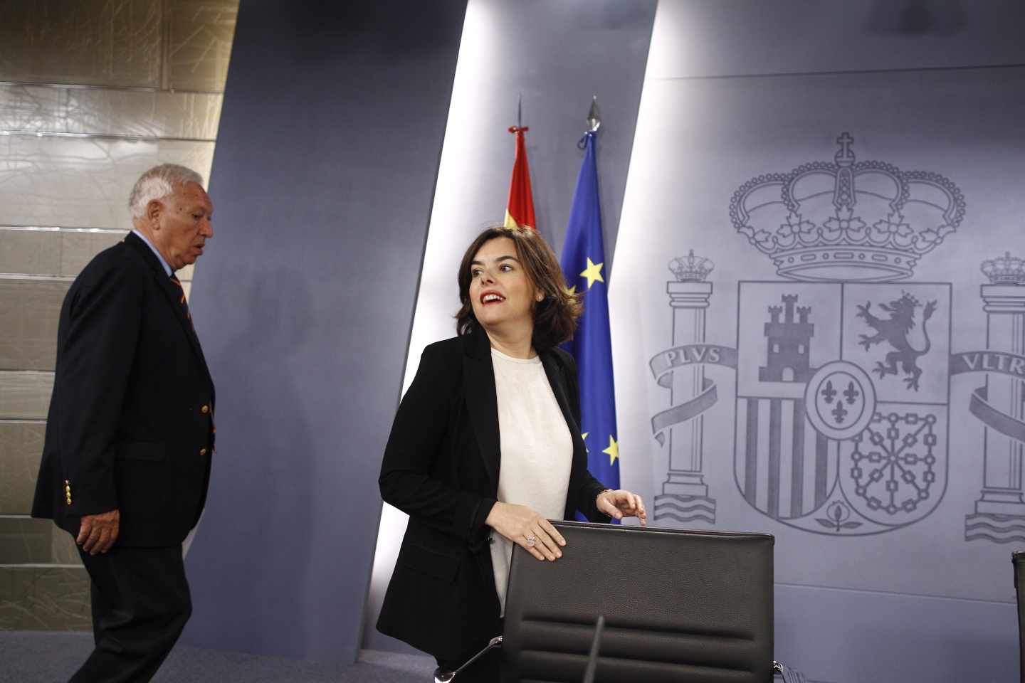 Margallo y Santamaría, tras un Consejo de Ministros.