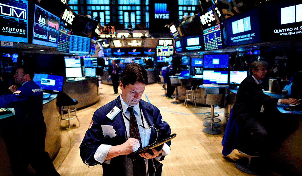 Operadores en la Bolsa de Nueva York.