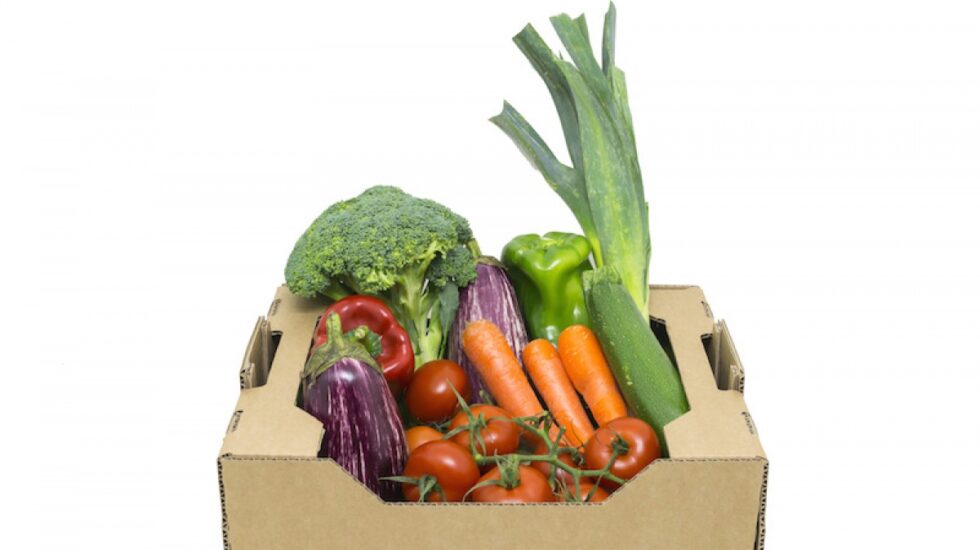 Caja de cartón para verduras y frutas