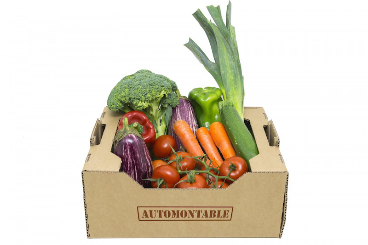 Caja de cartón para verduras y frutas