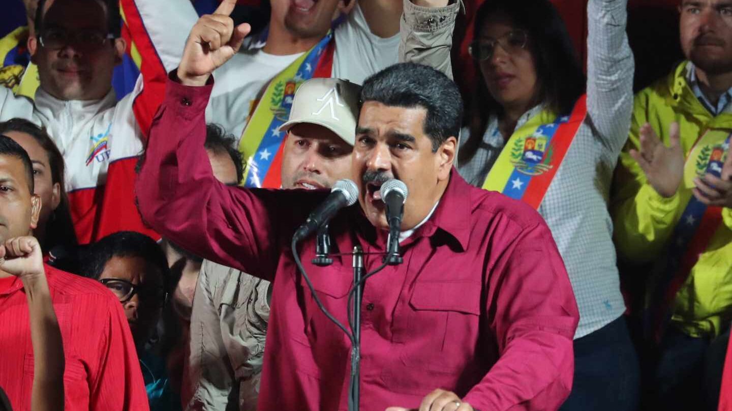 Discurso de Nicolás Maduro en Caracas en la noche electoral.