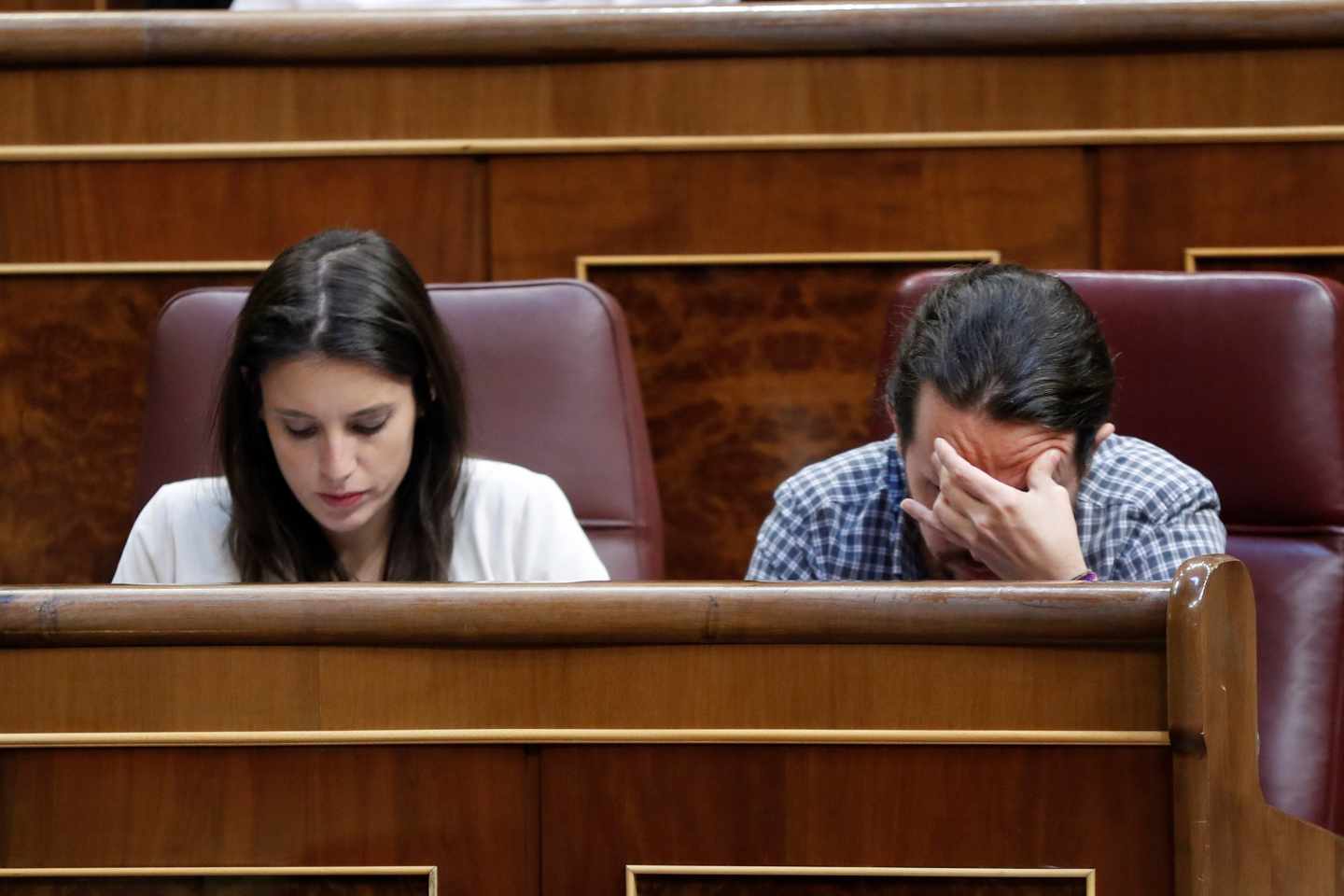 Irene Montero y Pablo Iglesias en el Congreso.