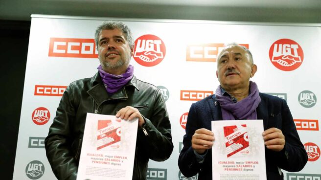 Los secretarios generales de CCOO, Unai Sordo, y UGT, Pepe Álvarez.
