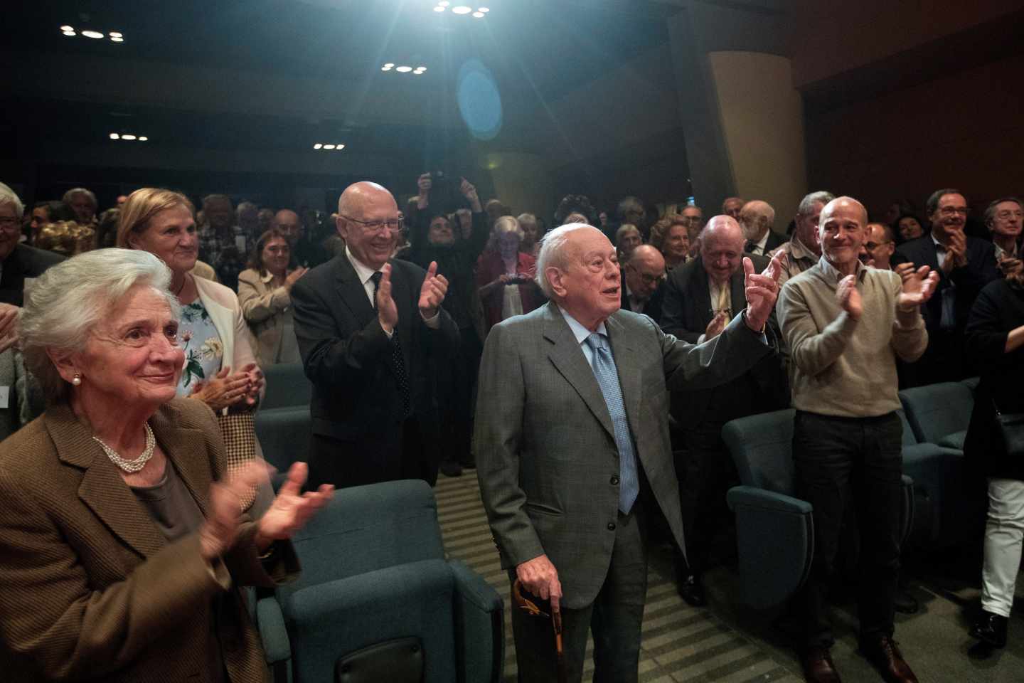 Marta Ferrusola y Jordi Pujol, en su homenaje en Barcelona.