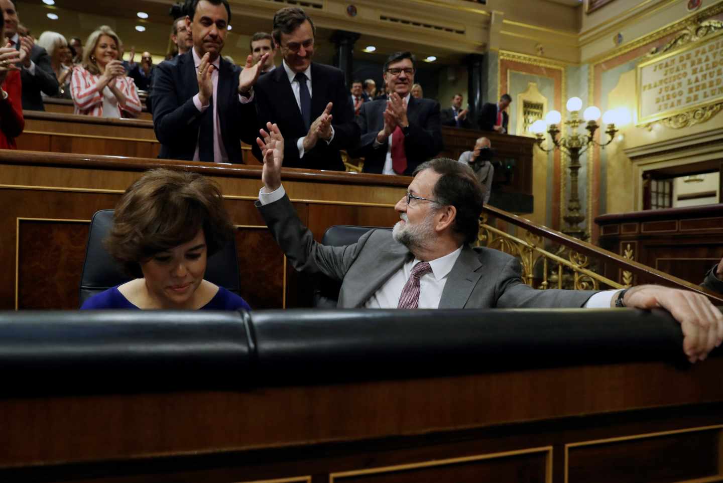 Mariano Rajoy, ovacionado por el grupo popular en el Congreso.