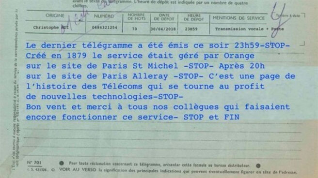 Telegrama FR España mantiene el envío de telegramas frente a la decisión de Francia de suprimirlo