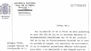 La Audiencia Nacional reabre el caso de un asesinato cometido por ETA en 1980