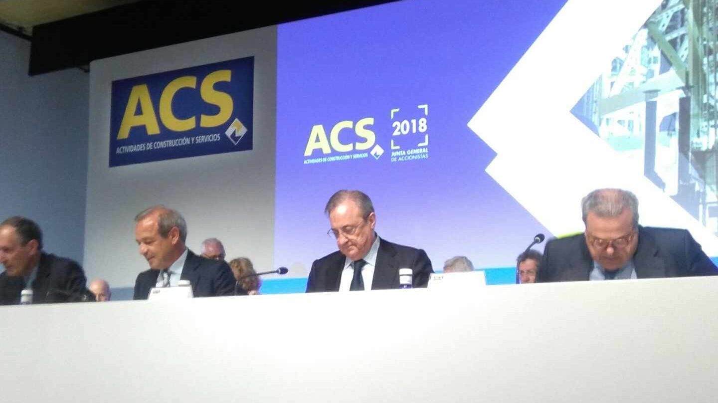 El presidente de ACS, Florentino Pérez, en la junta de accionistas del grupo.
