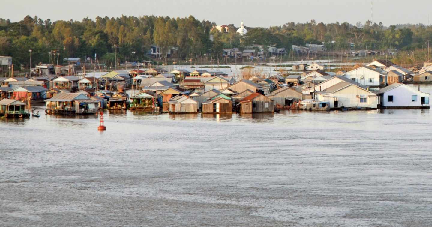 Granjas de panga en el delta del Mekong