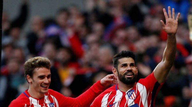 Antoine Griezmann y Diego Costa durante un partido del Atlético de Madrid.