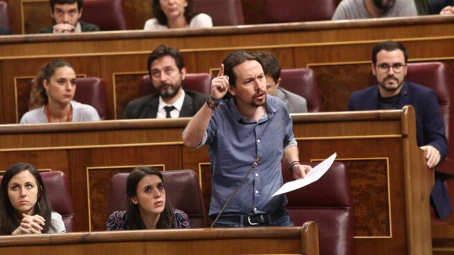 Pablo Iglesias, en la sesión de control en el Congreso.