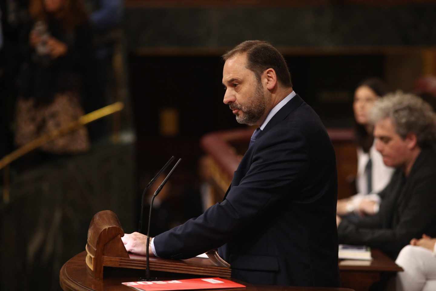 El secretario de Organización del PSOE, José Luis Ábalos, en su intervención en la moción de censura.