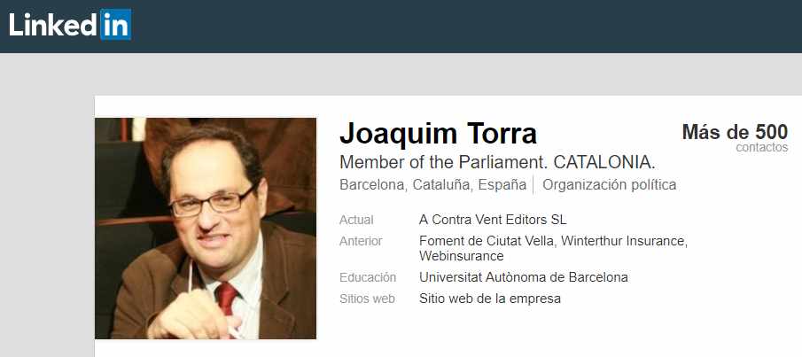 Perfil de Quime Torra en la red profesional Linkedin.