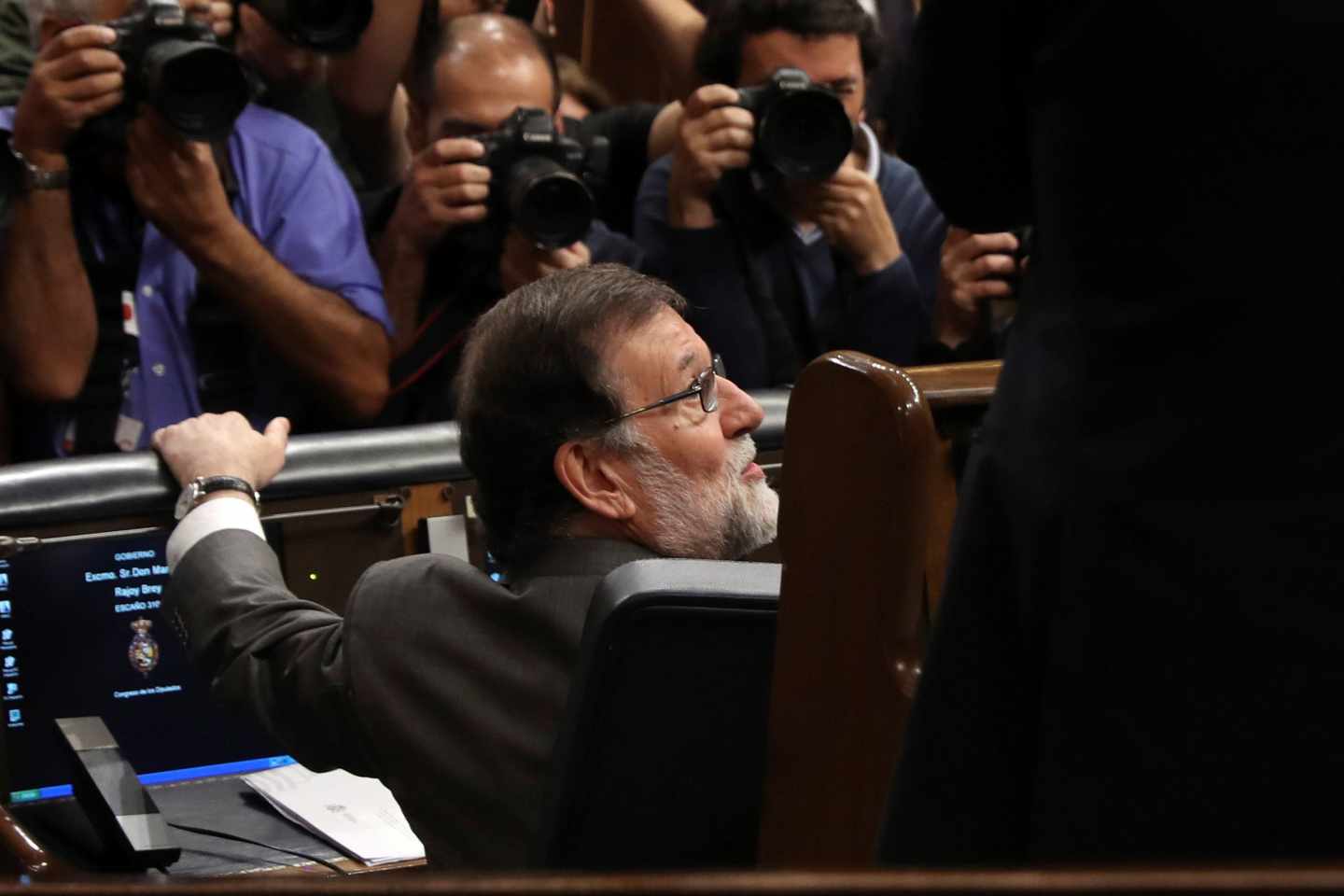 El presidente del Gobierno, Mariano Rajoy, en su escaño.