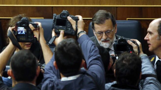 El presidente del Gobierno Mariano Rajoy, a su llegada al Congreso.