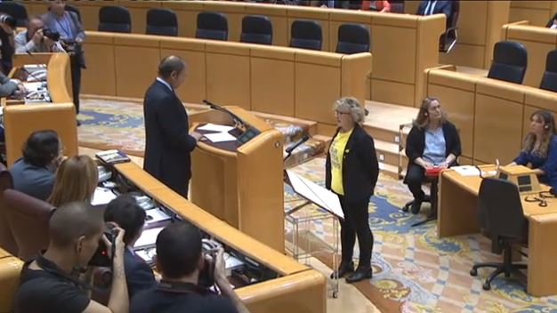 Mirella Cortés, durante el juramento de su cargo en el Senado.