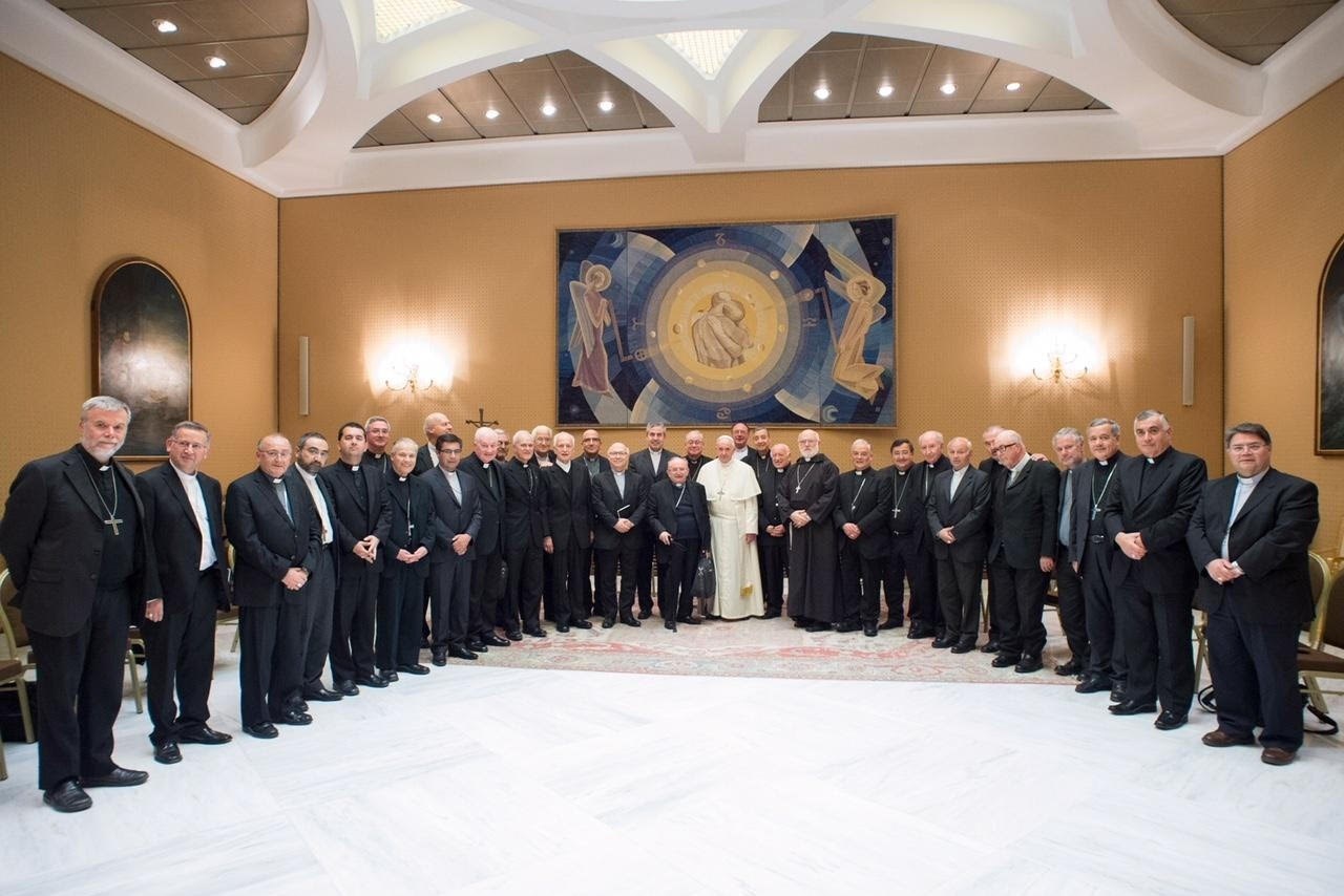 El Papa con los obispos chilenos.