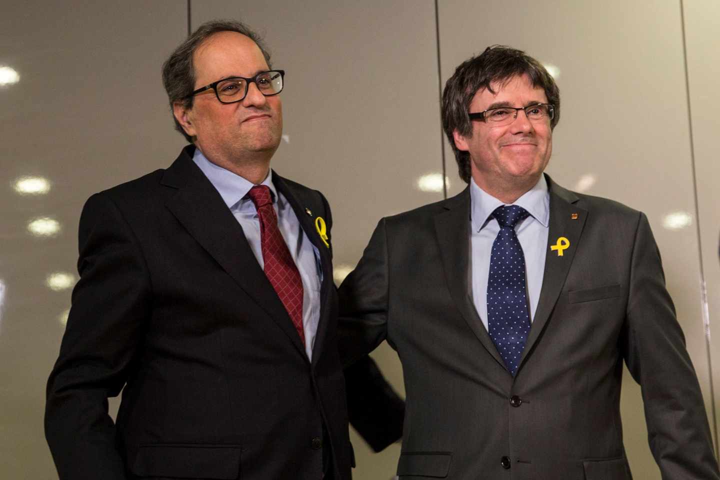 El nuevo presidente de la Generalitat, Quim Torra, junto a Carles Puigdemont en Berlín.
