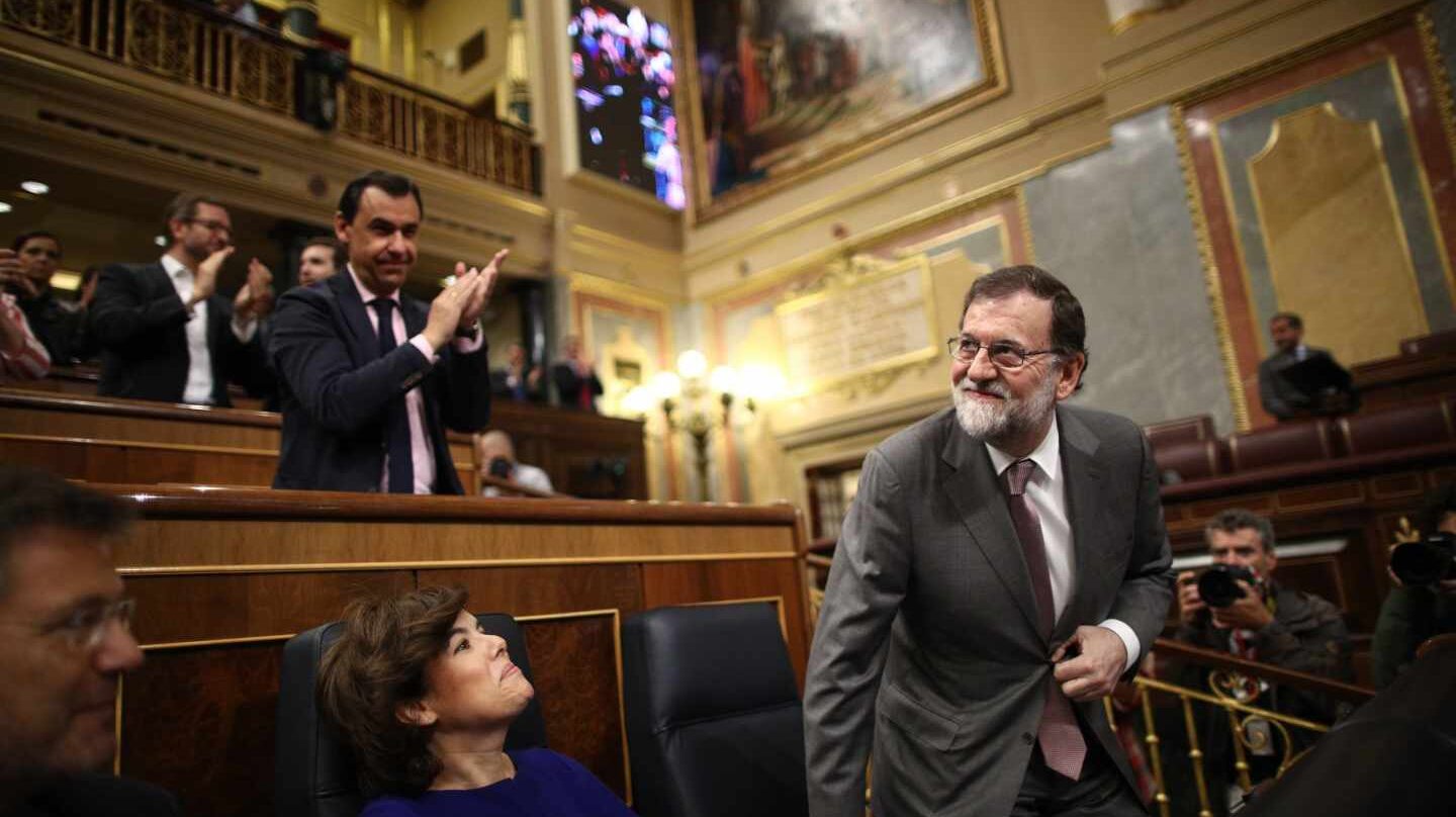 Mariano Rajoy y Soraya Sáenz de Santamaría en el Congreso de los Diputados.