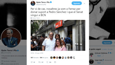 Ferraz tiene que desmentir el apoyo de Torra a Sánchez por otro tuit "irónico" del president