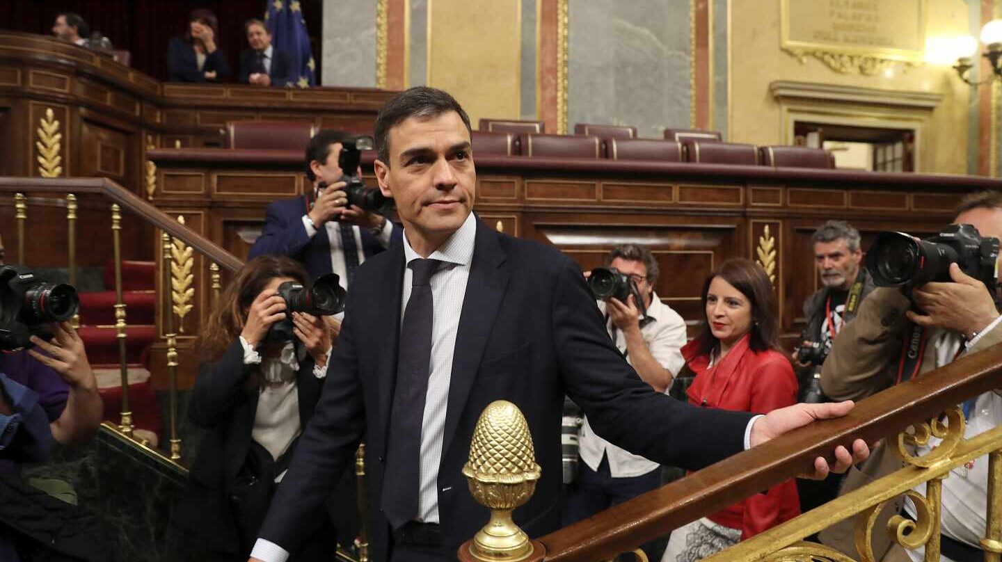 Pedro Sánchez, a su llegada al hemiciclo.
