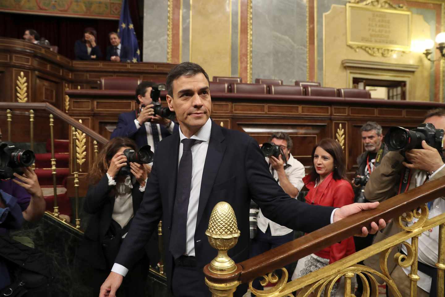 Pedro Sánchez, a su llegada al hemiciclo.