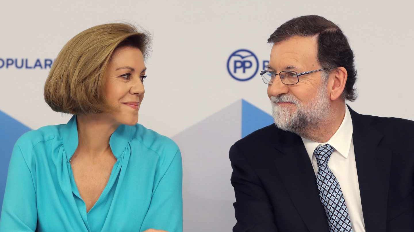 María Dolores de Cospedal y Mariano Rajoy en una reunión del comité ejecutivo del PP.