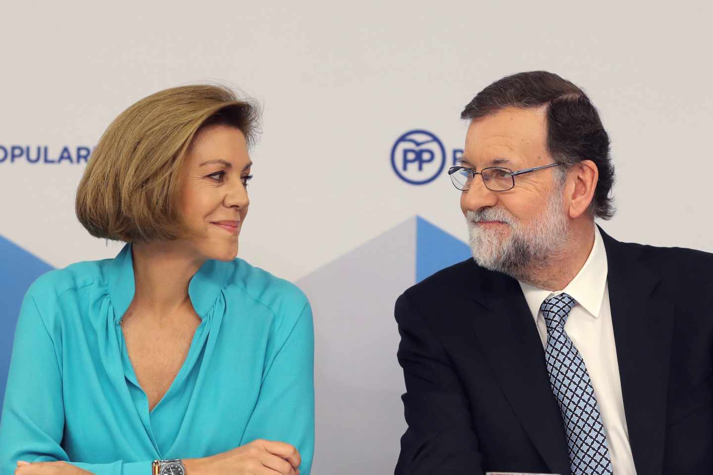 María Dolores de Cospedal y Mariano Rajoy en una reunión del comité ejecutivo del PP.
