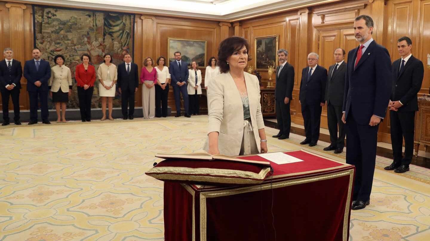 Carmen Calvo, durante su promesa del cargo