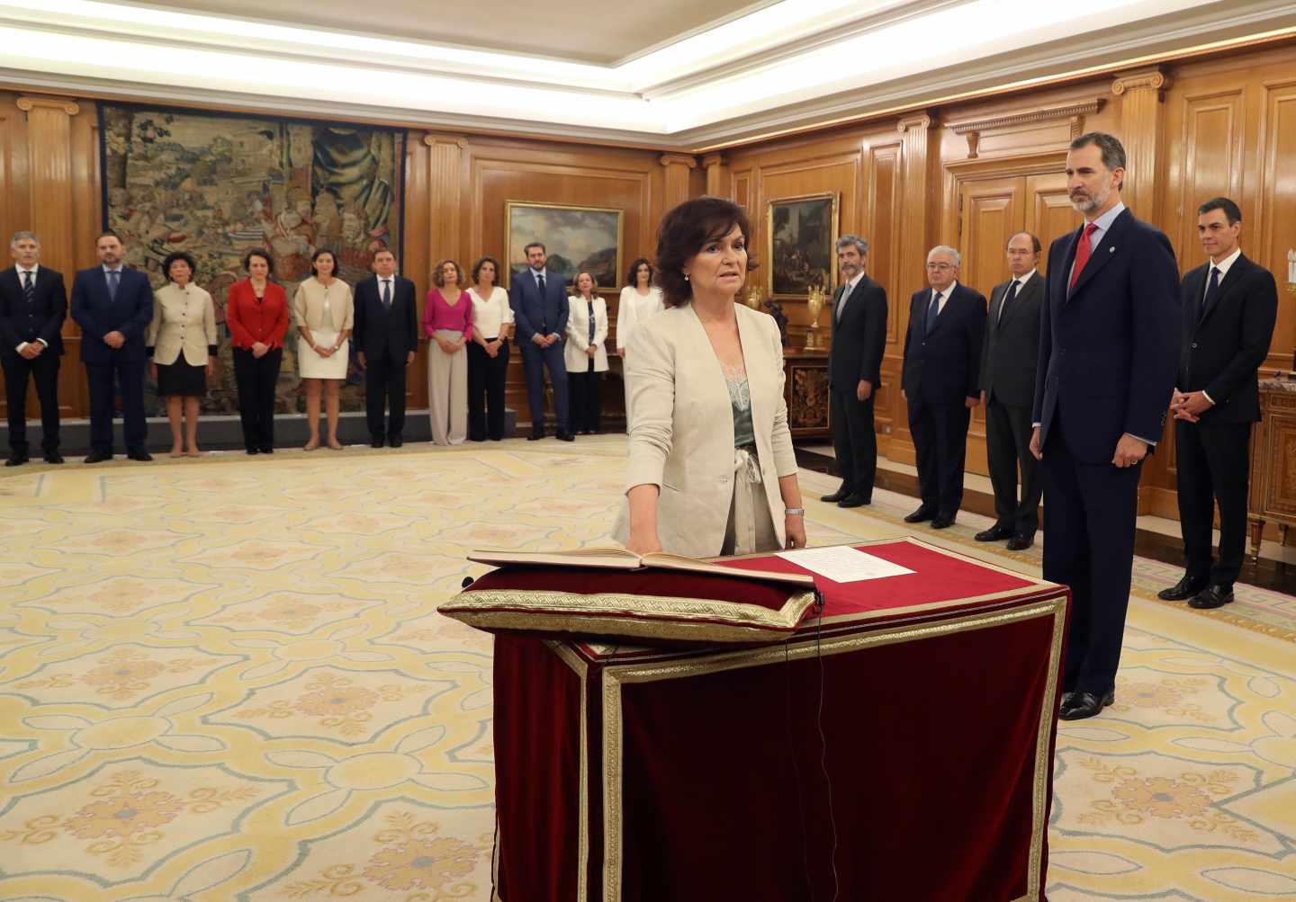 Carmen Calvo, durante su promesa del cargo