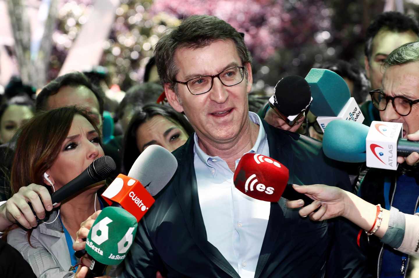 Alberto Núñez Feijóo a su llegada a la Junta Directiva Nacional