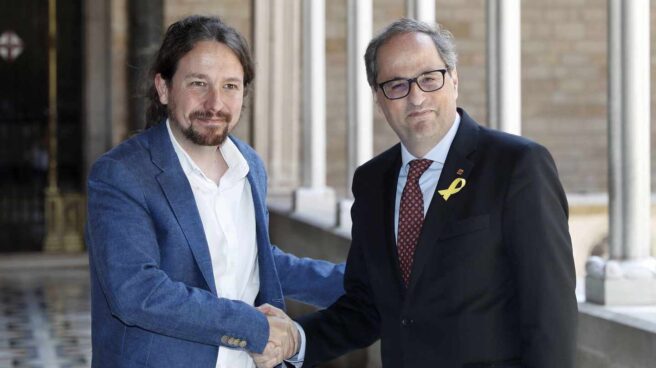 Iglesias y Torra, en el Palacio de la Generalitat. Iglesias y Torra, en el Palacio de la Generalitat.