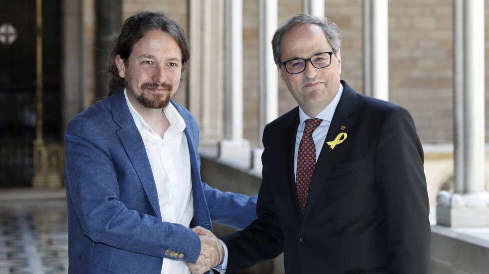 Iglesias y Torra, en el Palacio de la Generalitat.