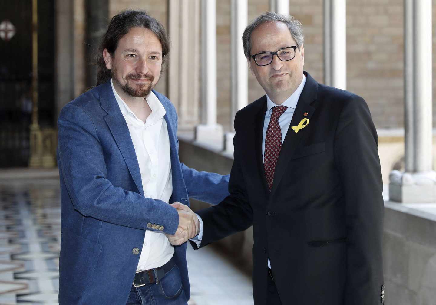 Iglesias y Torra, en el Palacio de la Generalitat.